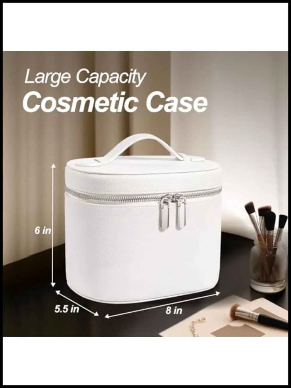 PU Leather Cosmetic Case Makeup Bag with Detachable Compartments
